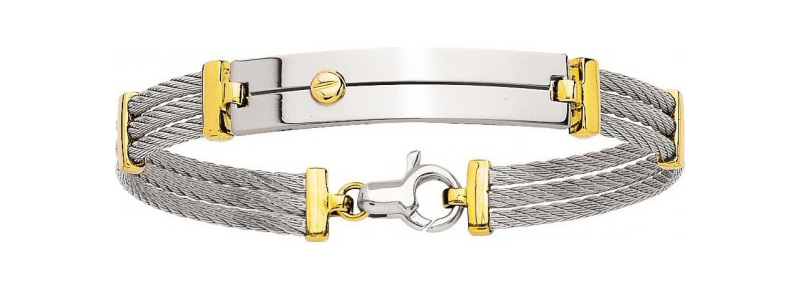 bracelet acier et or 750/°° homme